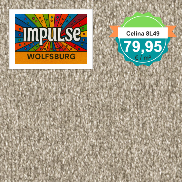 Teppich-Ausschnitt Vorwerk Celina 8L49 strand mit Preisschild 79,95 €/m²